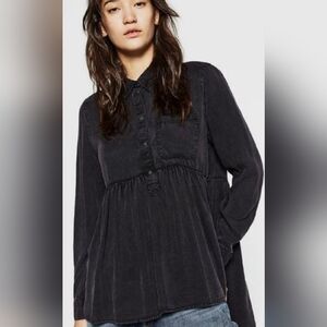 Zara Woman Supersoft Baby Doll Style Denim Top, Size L